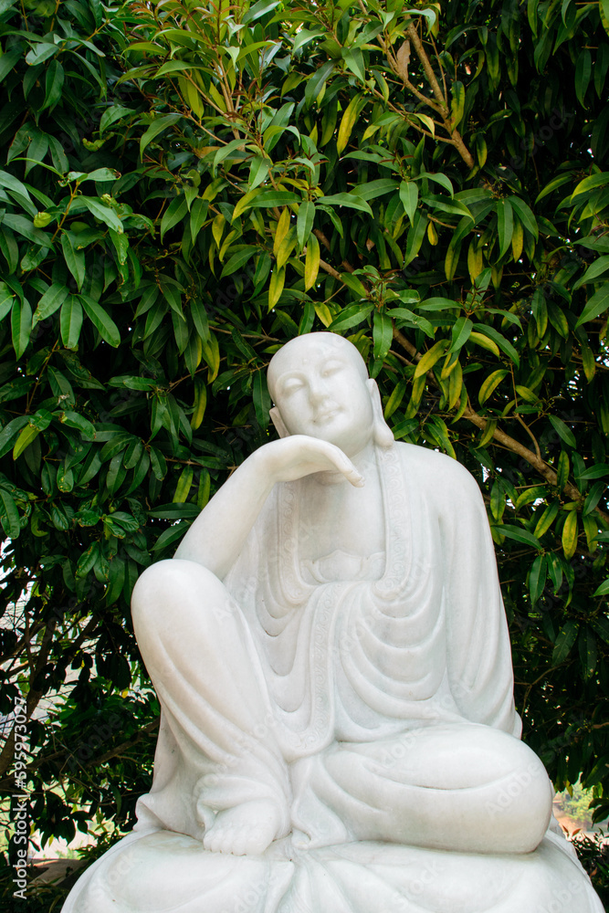 Ancient white Buddha statue in Chinese temple wat Hyua Pla Kang 