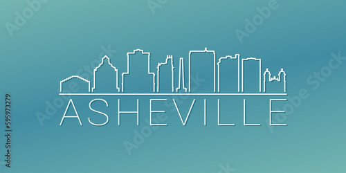 Asheville, NC, USA Skyline Linear Design. Flat City Illustration Minimal Clip Art. Background Gradient Travel Vector Icon.