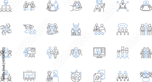 Operations review line icons collection. Efficiency, Analysis, Productivity, Management, Strategy, Performance, Improvement vector and linear illustration. Optimization,Process,Evaluation outline
