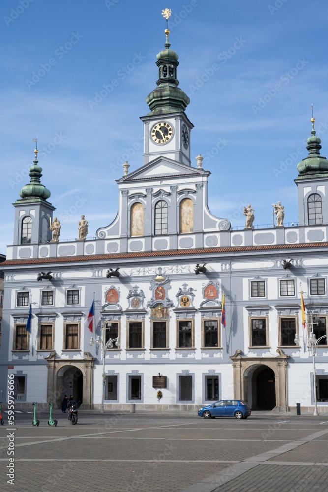 České Budějovice, the Town Hall is located in a square known as the Přemysl Otakar II Square. The České Budějovice Radnice, or Town Hall, stands as a prominent landmark in this square, which is named 