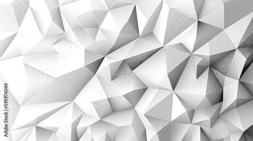Abstract low poly background of triangles in white colors, generative AI.