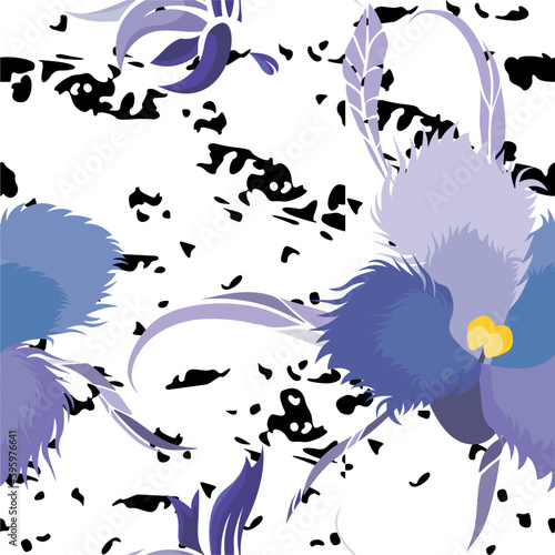 Seamless pattern with large flowers. Patterns for fabric decoration.