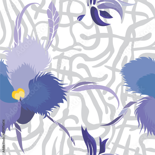 Seamless pattern with large flowers. Patterns for fabric decoration.