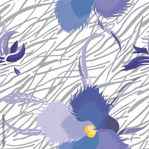 Seamless pattern with large flowers. Patterns for fabric decoration.