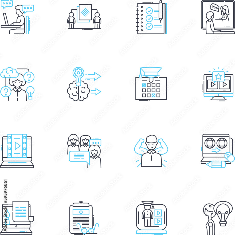 Tutoring linear icons set. Instruction, Mentorship, Guidance, Learning, Teaching, Education, Support line vector and concept signs. Coaching,Assistance,Mastery outline illustrations Tutoring linear icons set. Instruction, Mentorship, Guidance, Learning, Teaching, Education, Support line vector and concept signs. Coaching,Assistance,Mastery outline illustrations