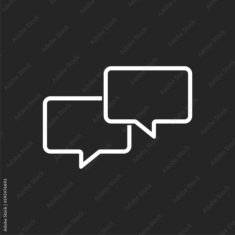 Speech bubble chat icon isolated on black background. Message icon. 