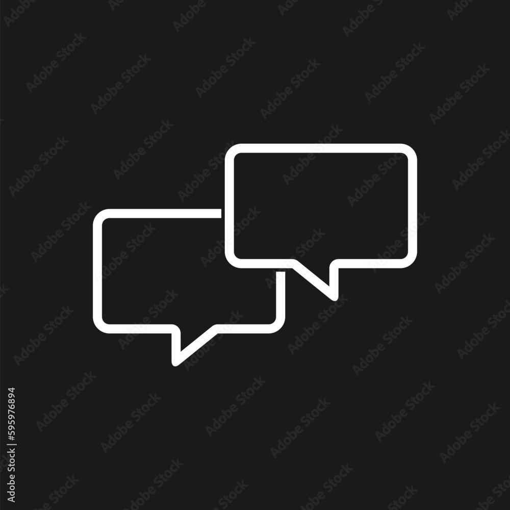 Speech bubble chat icon isolated on black background. Message icon. Speech bubble chat icon isolated on black background. Message icon.
