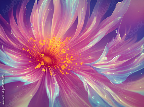 Magic flowers background. AI generated illustration