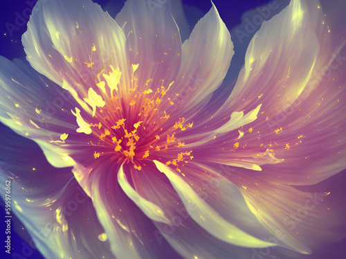 Magic flowers background. AI generated illustration