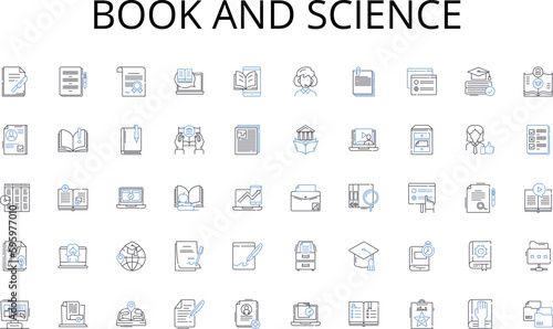 Book and science line icons collection. Interface, Junction, Meeting point, Bond, Intersection, Confluence, Gateway vector and linear illustration. Conduit,Merge,Nerk outline signs set