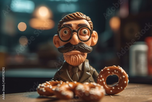 Adorable caricature of a pretzel. Generative AI
