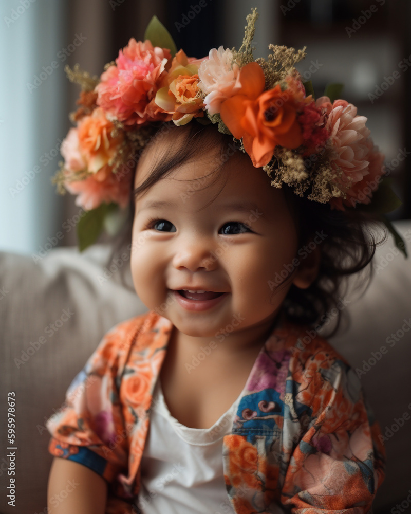 Summer Serenity: Beautiful Toddler in a Flower Wreath Summer Serenity: Beautiful Toddler in a Flower Wreath