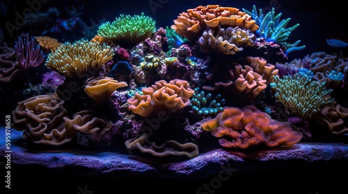 coral reef with fish. Created with generative technology.