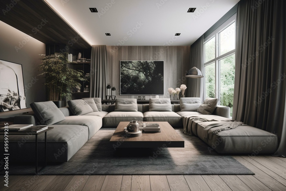 Obraz premium Contemporary living room design concept. Generative AI