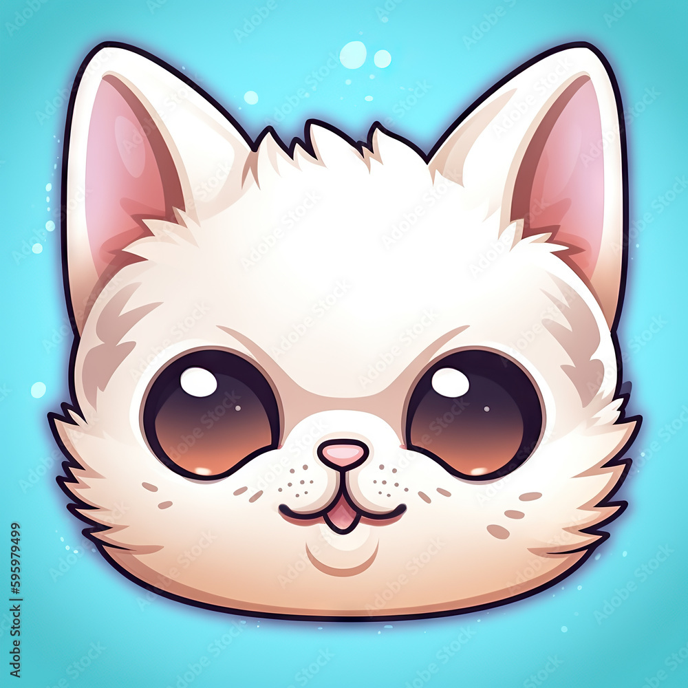 Fototapeta premium Cute kitten - ios style icon - Generative AI, AI generated