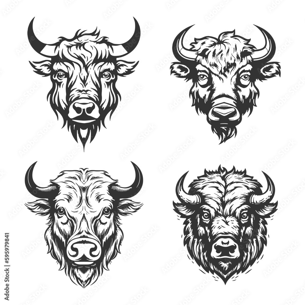 Buffalo head logo Vector Illustration Stock Vector | Adobe Stock