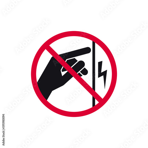 Do not touch prohibited sign, high voltage forbidden modern round sticker, vector illustration