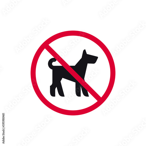 No fouling dog prohibited sign, no walk forbidden modern round sticker, vector illustration