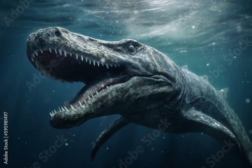 Illustration of a Kronosaurus created in 3D. Generative AI © Cecilia