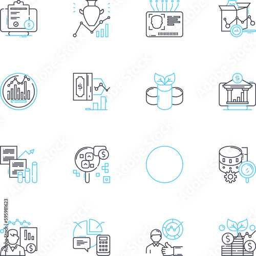 Appraisal linear icons set. Valuation, Assessment, Evaluation, Estimate, Cost, Worth, Asset line vector and concept signs. Appraiser,Pricing,Property outline illustrations