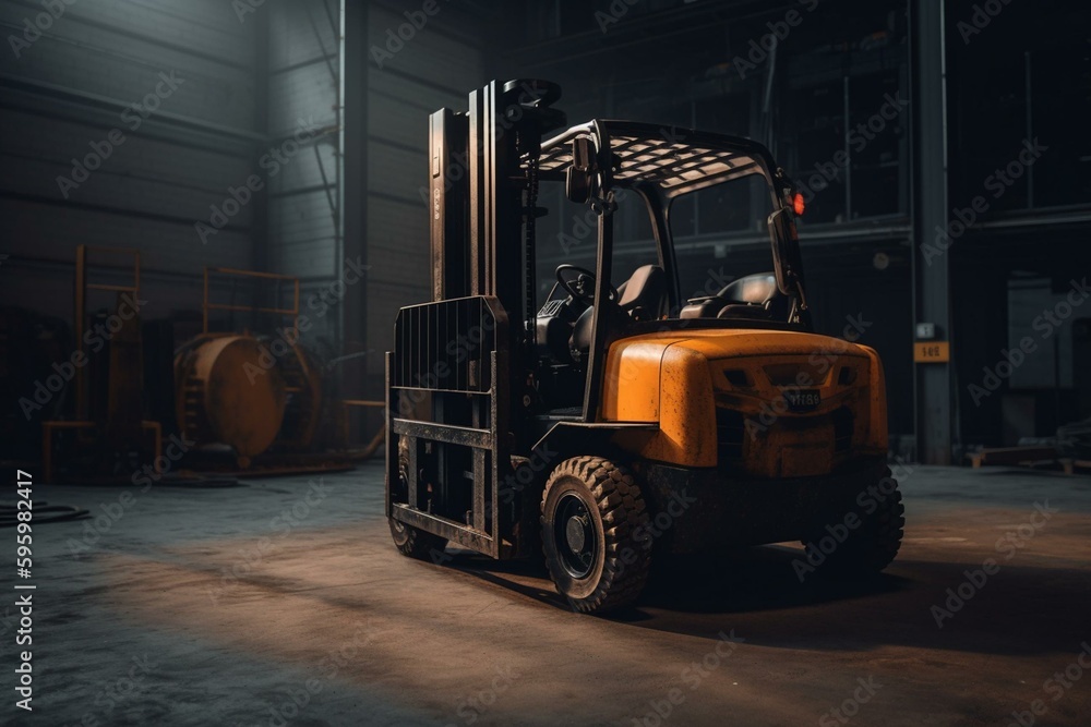 Forklift powered by electricity and air pressure. Generative AI