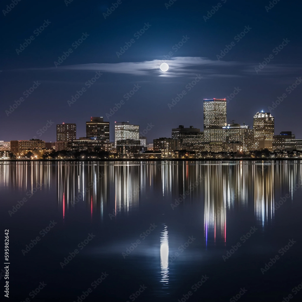 Fototapeta premium Skyline bei Nacht