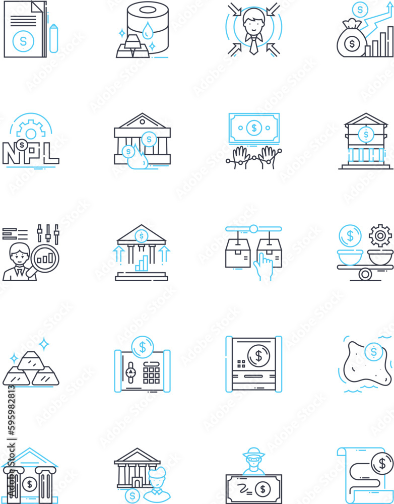 Virtual payments linear icons set. Cryptocurrency, Blockchain, E-wallet, Contactless, Digital, Mobile, Electronic line vector and concept signs. Secure,Automated,Cashless outline illustrations