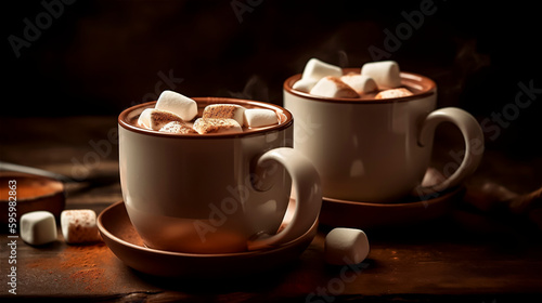 hot sweet cocoa with sweet marshmallow on top  gerenative AI