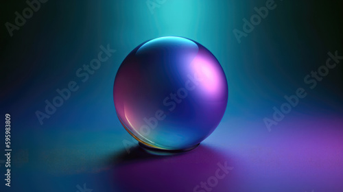 3d render of a crystal ball on a dark background with blue and purple lighting 