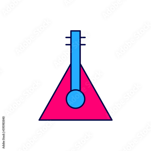Filled outline Musical instrument balalaika icon isolated on white background. Vector