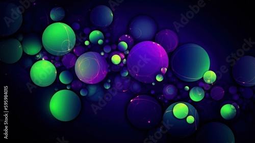 Glowing Orbs: A Celestial Symphony of Complementary Rich Purple and Lime Green Hues - generative ai
