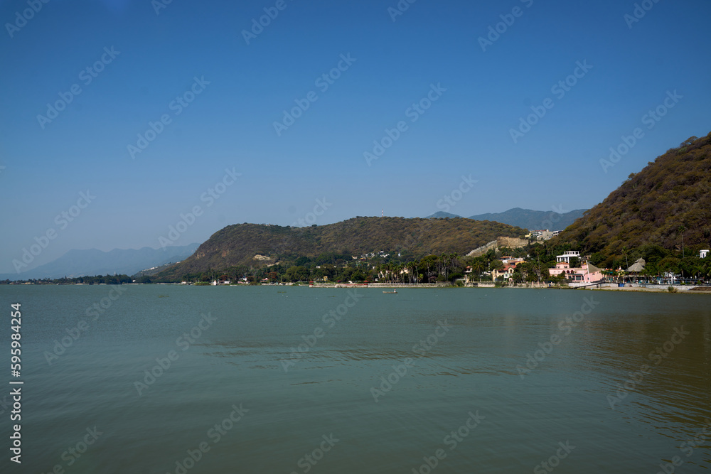 Chapala, Jalisco, Mexico - April 24, 2023: Coastline of Chapala on Lake Chapala.