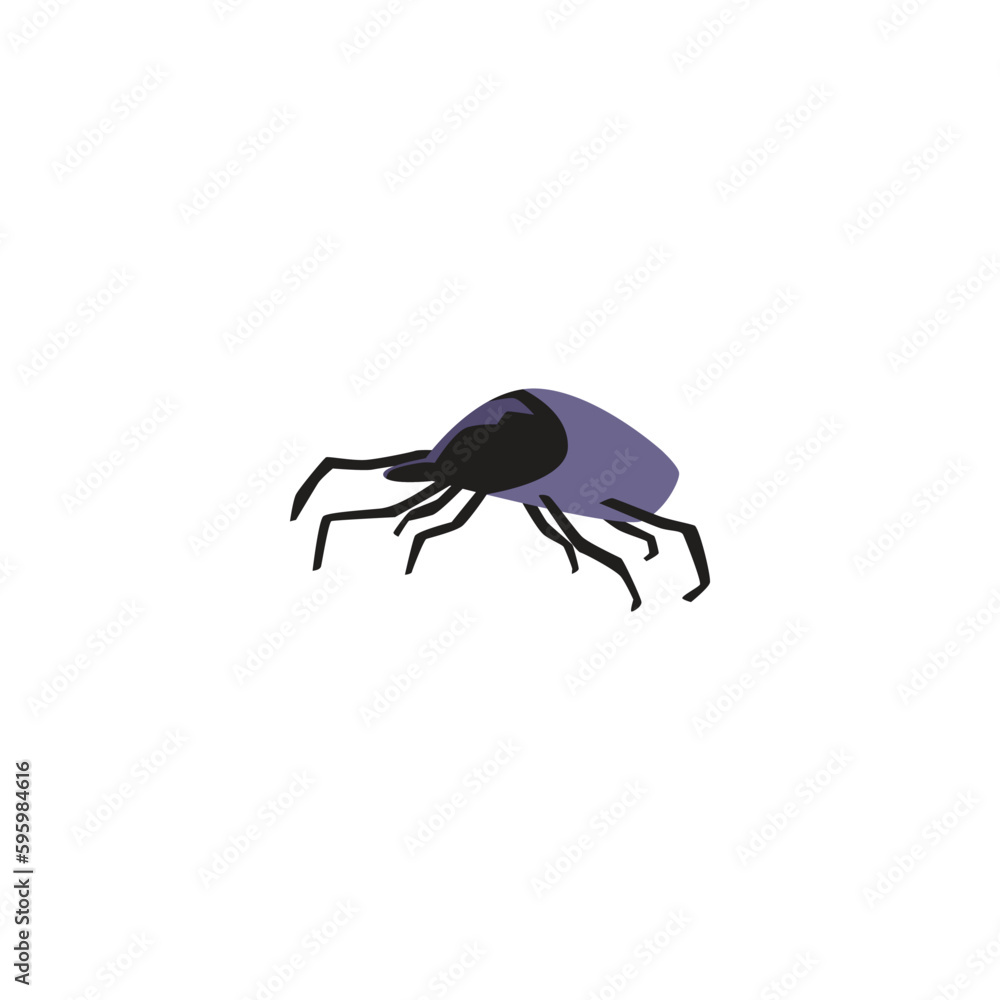 Tick or mite bug, flat vector illustration isolated on white background. Tick or mite bug, flat vector illustration isolated on white background.