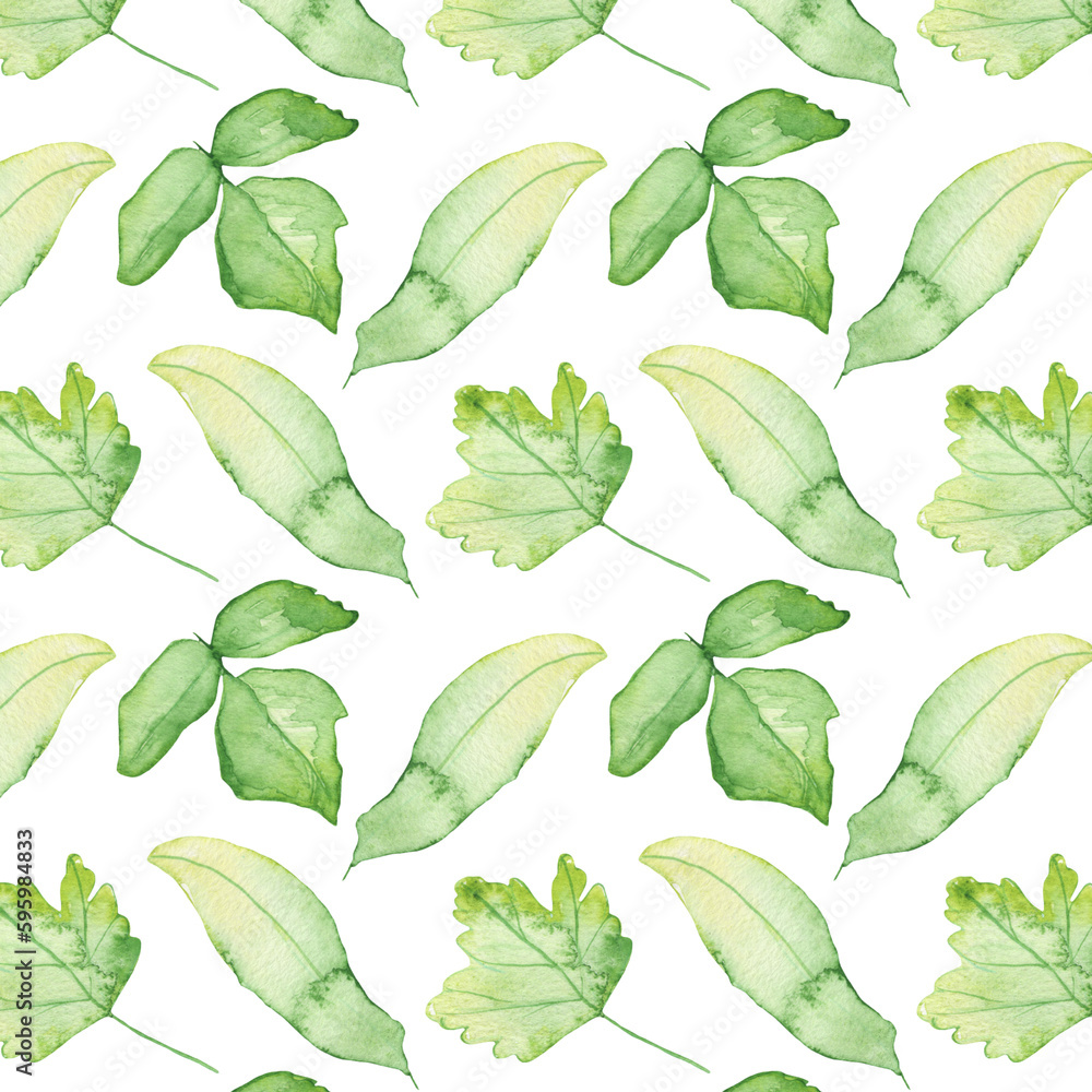 Pattern of watercolor green leaves elements.Botanical pattern solated on white background suitable for Wedding Invitation, save the date, thank you, or greeting card. Pattern of watercolor green leaves elements.Botanical pattern solated on white background suitable for Wedding Invitation, save the date, thank you, or greeting card.