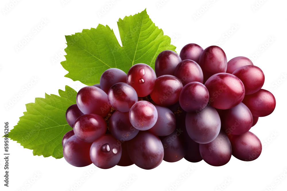 Fototapeta premium red grapes bunch isolated on white background. Generative AI