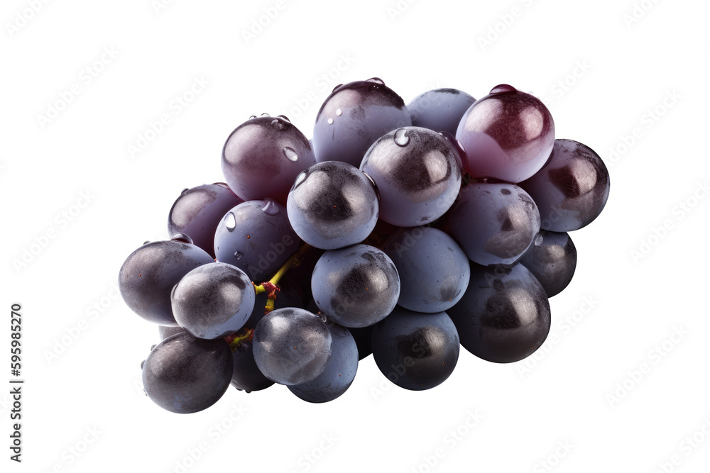 Blue grapes bunch isolated on white background. Generative AI Blue grapes bunch isolated on white background. Generative AI
