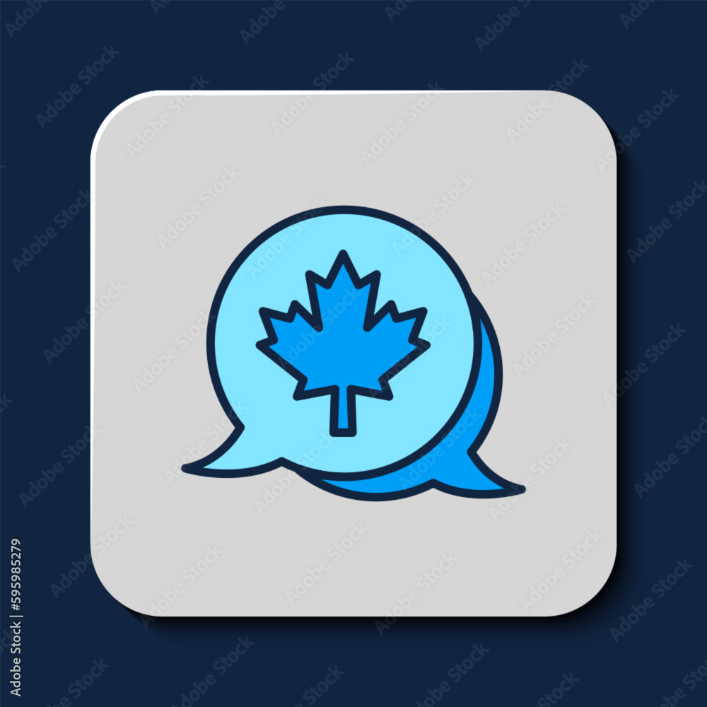 Filled outline Canadian maple leaf icon isolated on blue background. Canada symbol maple leaf. Vector