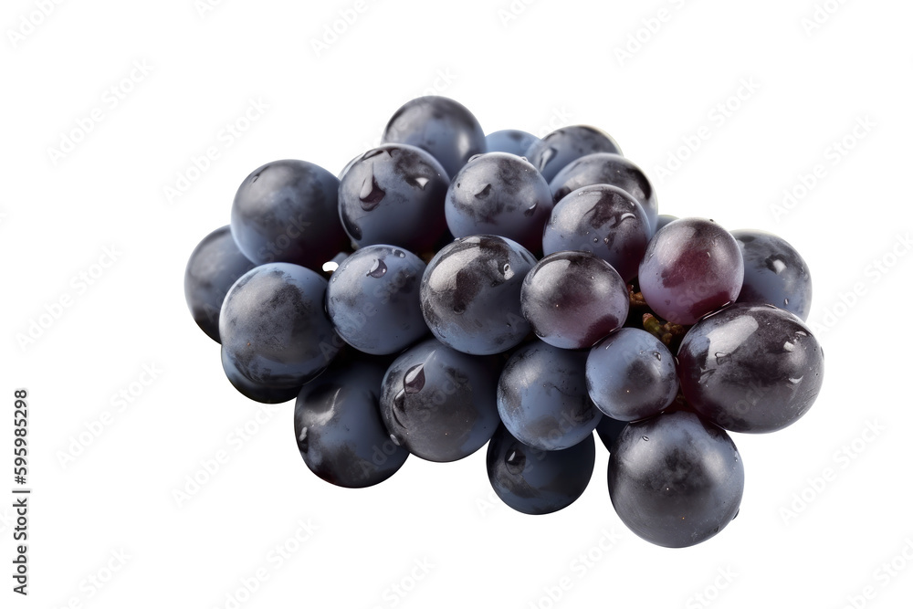 Blue grapes bunch isolated on white background. Generative AI Blue grapes bunch isolated on white background. Generative AI