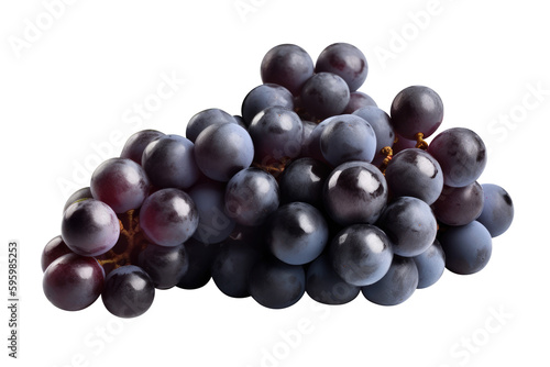 Blue grapes bunch isolated on white background. Generative AI