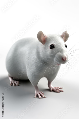 White mouse isolated on a white background Generative AI