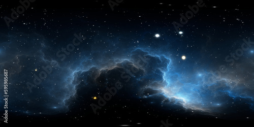 Fototapeta Naklejka Na Ścianę i Meble -  360 degree virtual reality space nebula, equirectangular projection, panoramic environment map. HDRI spherical panorama.