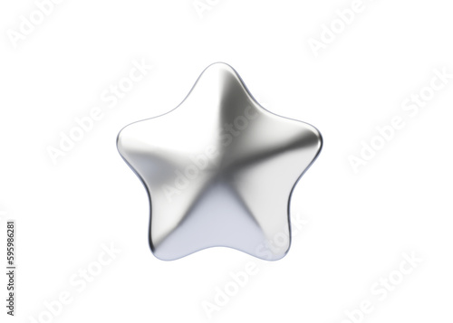 Review 3d render icon - silver star customer positive rate  award experience service cartoon illustration