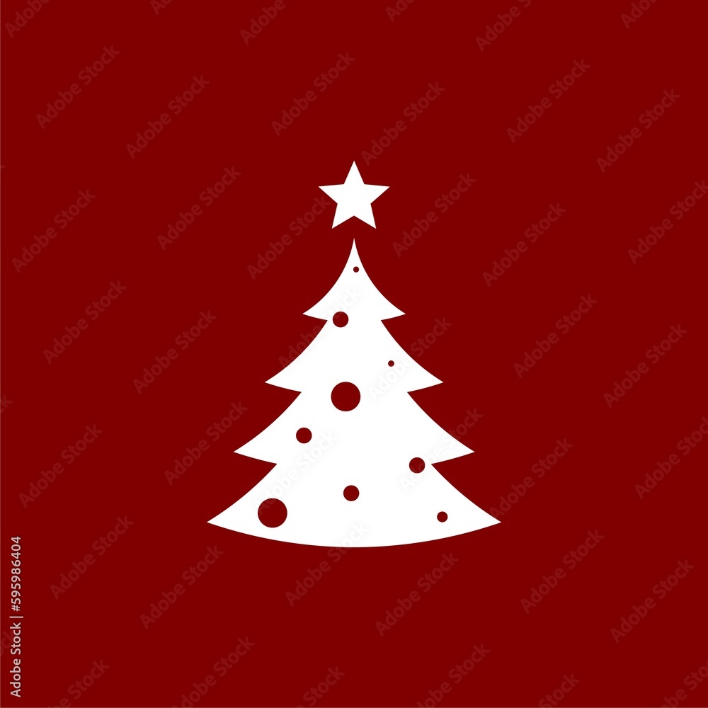 Christmas fir tree isolated on red background Christmas fir tree isolated on red background