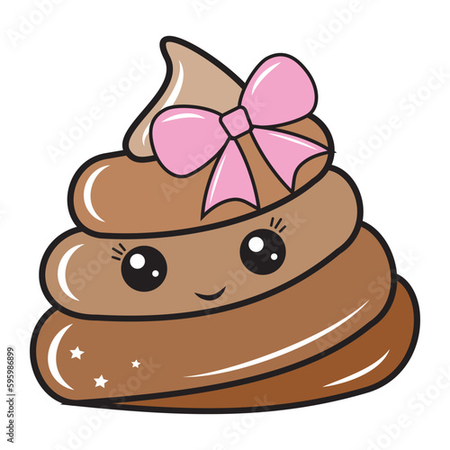 The character is a poop, kawaii. Vector isolated cartoon-style illustration. Poop character concept