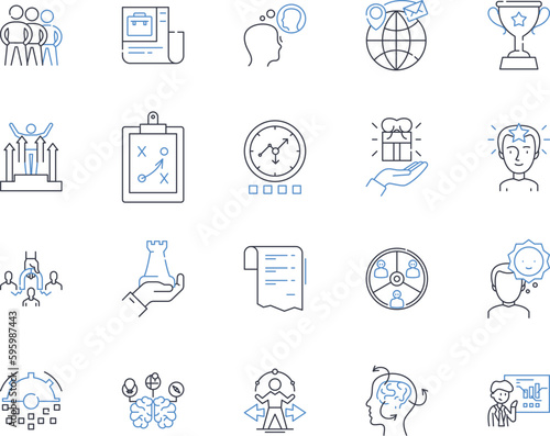Organization Progress line icons collection. Advancement, Growth, Momentum, Development, Improvement, Prosperity, Evolution vector and linear illustration. Innovation,Breakthrough,Expansion outline