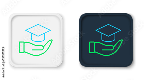 Line Education grant icon isolated on white background. Tuition fee, financial education, budget fund, scholarship program, graduation hat. Colorful outline concept. Vector