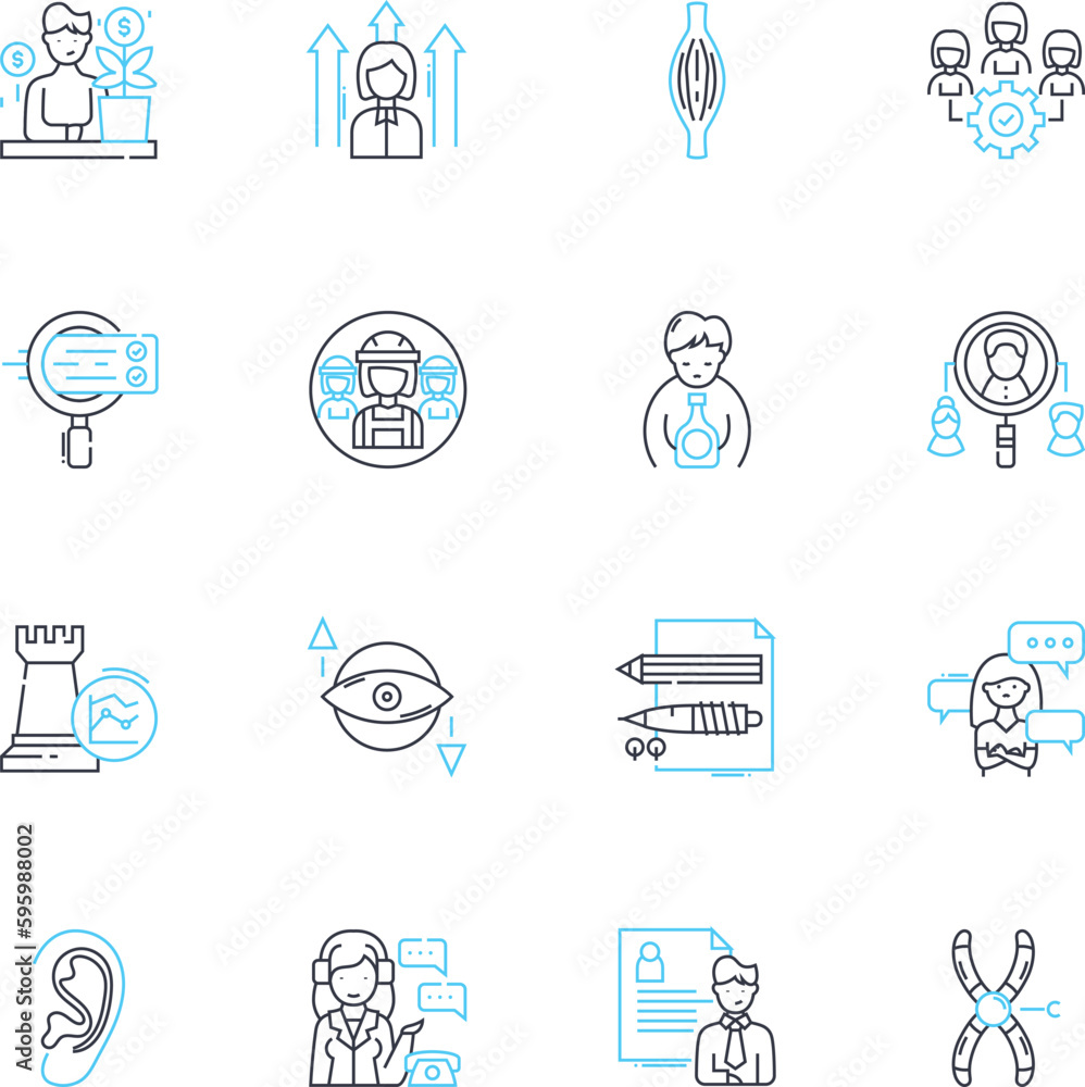 Fundamental freedoms linear icons set. Liberty, Equality, Democracy, Sovereignty, Humanism, Justice, Civil line vector and concept signs. Protest,Activism,Peace outline illustrations