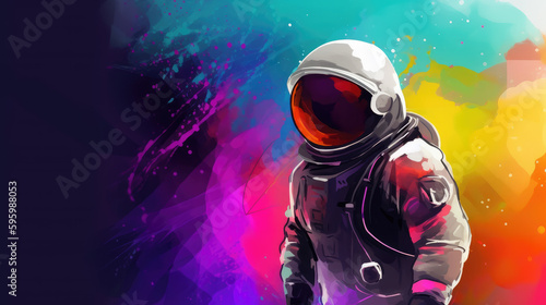 abstruct illustration of an astronaut with colored background