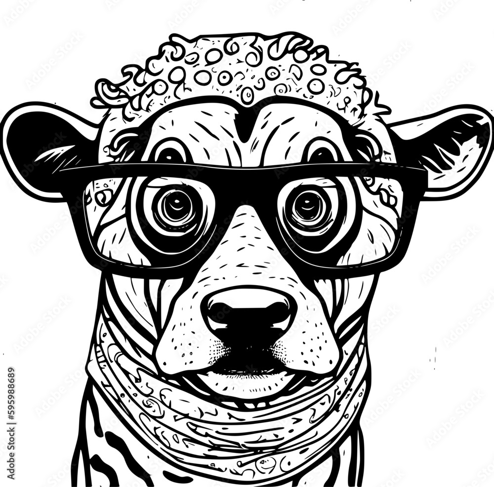 Obraz premium Cow With Glasses