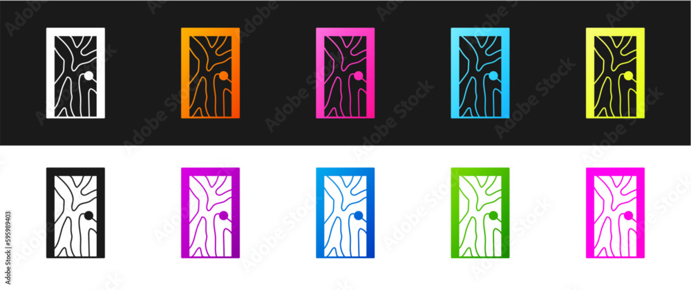Set Closed door icon isolated on black and white background. Vector Set Closed door icon isolated on black and white background. Vector